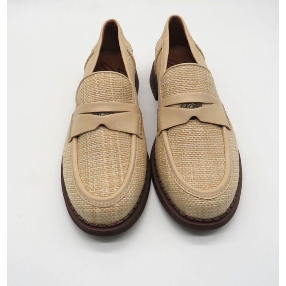 Zodiac Women's Beige Woven Penny Loafers With Faux Leather Trim 7.5 NEW - Picture 2 of 7